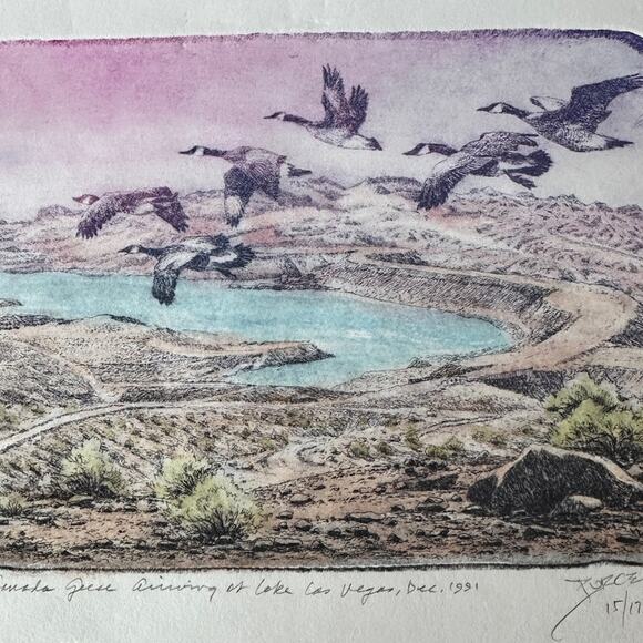 Original numberedsignedetching by Roy Purcell comes with COA
